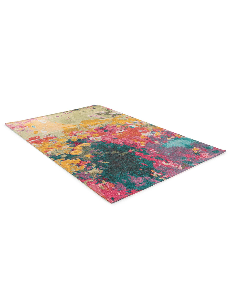 Tapis contemporain motif floral multicolore 75x165 cm