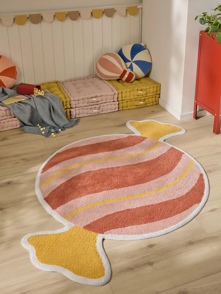 Tapis retro bonbon enfant multicolore en coton 120x180 cm