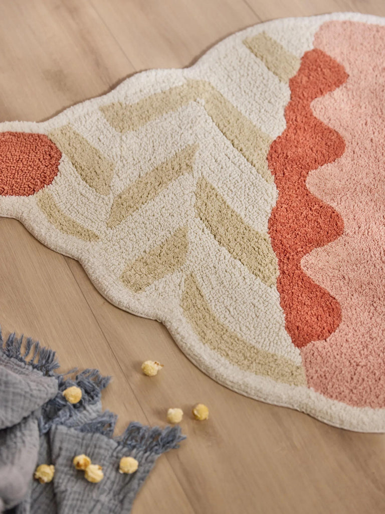 Tapis retro cupcake enfant rose en coton 80x120 cm