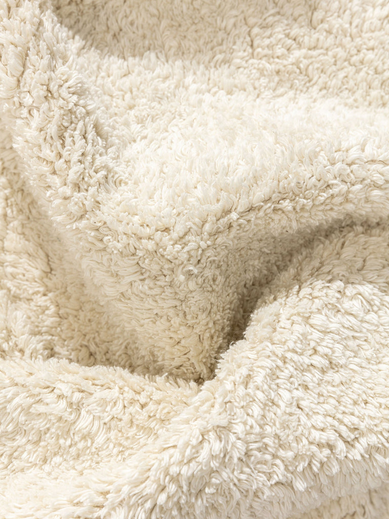 Tapis bohème à franges rond enfant crème en coton 100 cm de diamètre