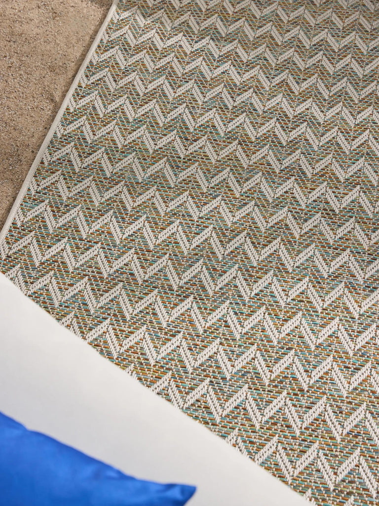 Tapis scandinave motif géométrique beige d'intérieur et d'extérieur 140x200 cm