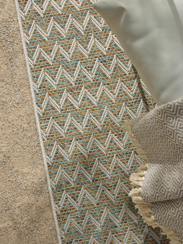 Tapis scandinave motif géométrique de couloir beige d'intérieur et d'extérieur 80x240 cm