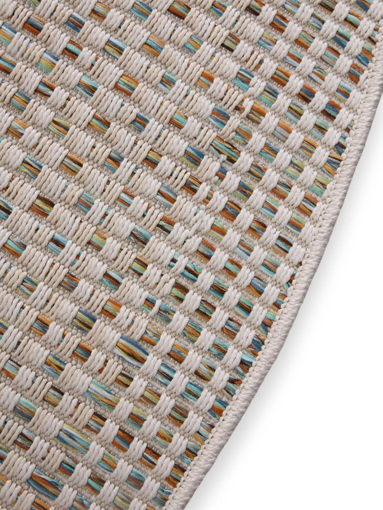 Tapis scandinave tressé rond gris d'intérieur et d'extérieur 160 cm de diamètre