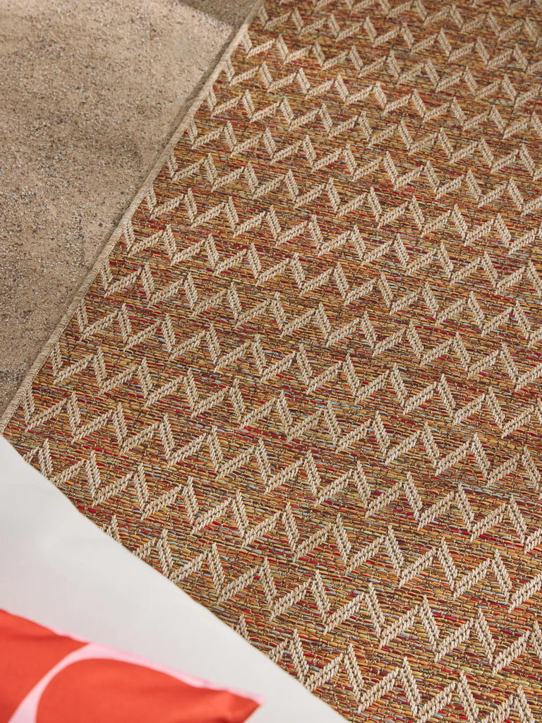 Tapis scandinave motif géométrique marron d'intérieur et d'extérieur 140x200 cm