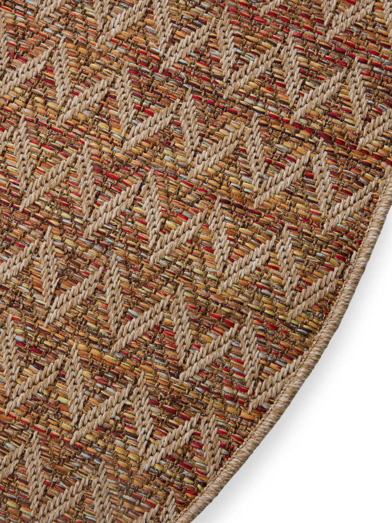 Tapis scandinave motif géométrique rond marron d'intérieur et d'extérieur 160 cm de diamètre