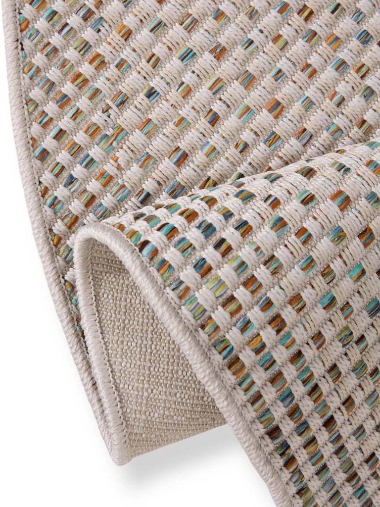 Tapis scandinave tressé rond gris d'intérieur et d'extérieur 200 cm de diamètre