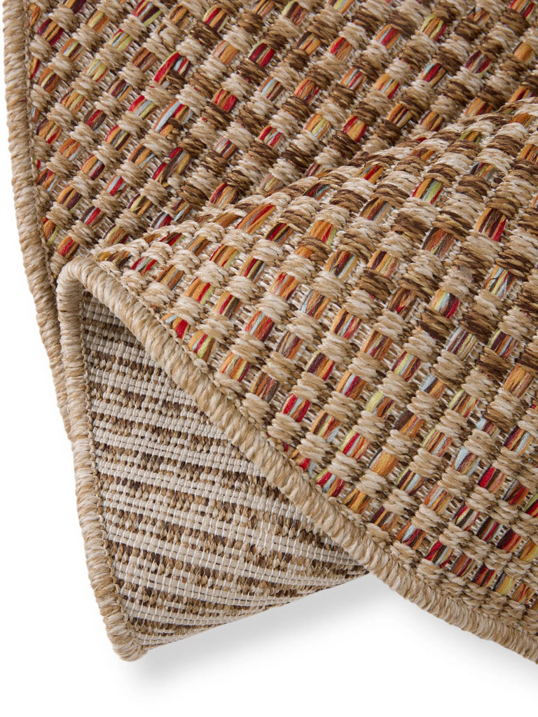 Tapis scandinave tressé rond marron d'intérieur et d'extérieur 160 cm de diamètre