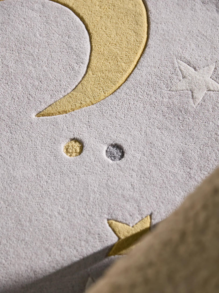 Tapis étoile rond enfant gris en laine 120 cm de diamètre