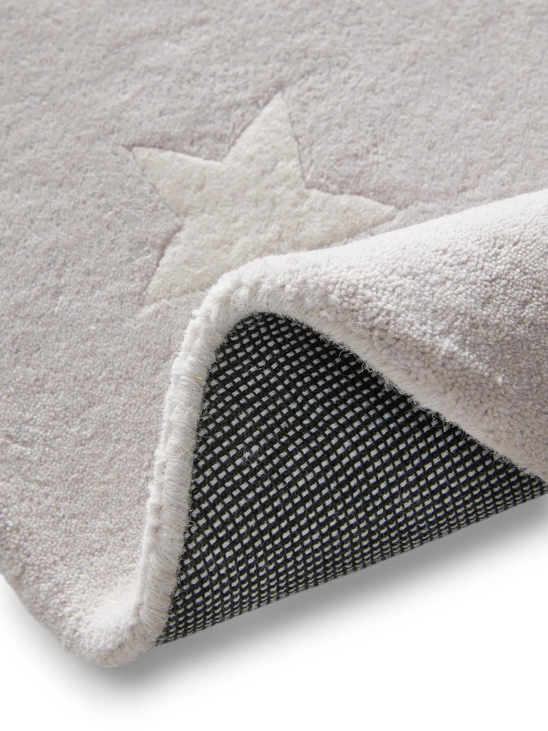 Tapis étoile rond enfant gris en laine 120 cm de diamètre