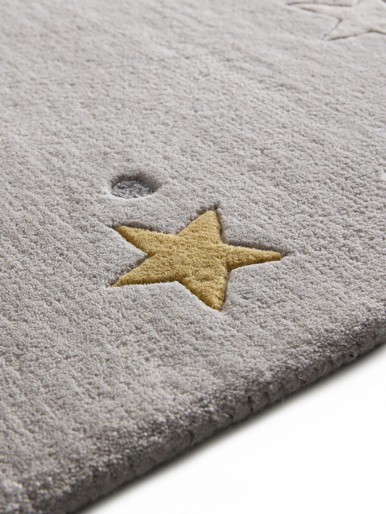 Tapis étoile enfant gris en laine 120x170 cm
