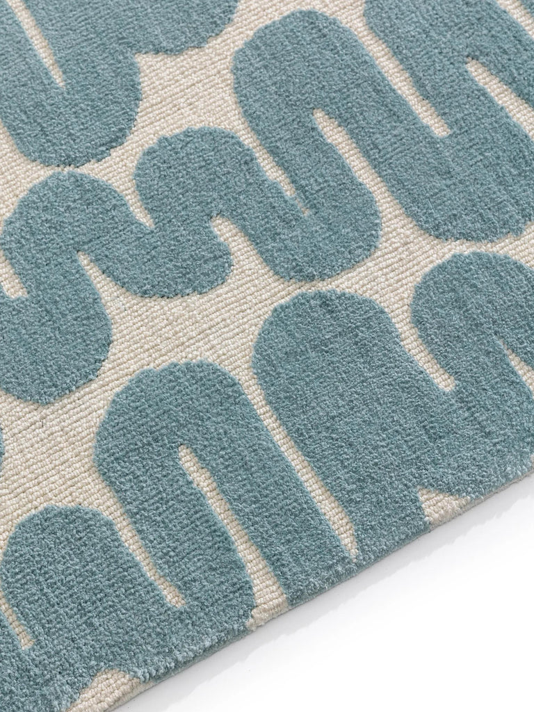 Tapis contemporain design bleu et beige 120x170 cm