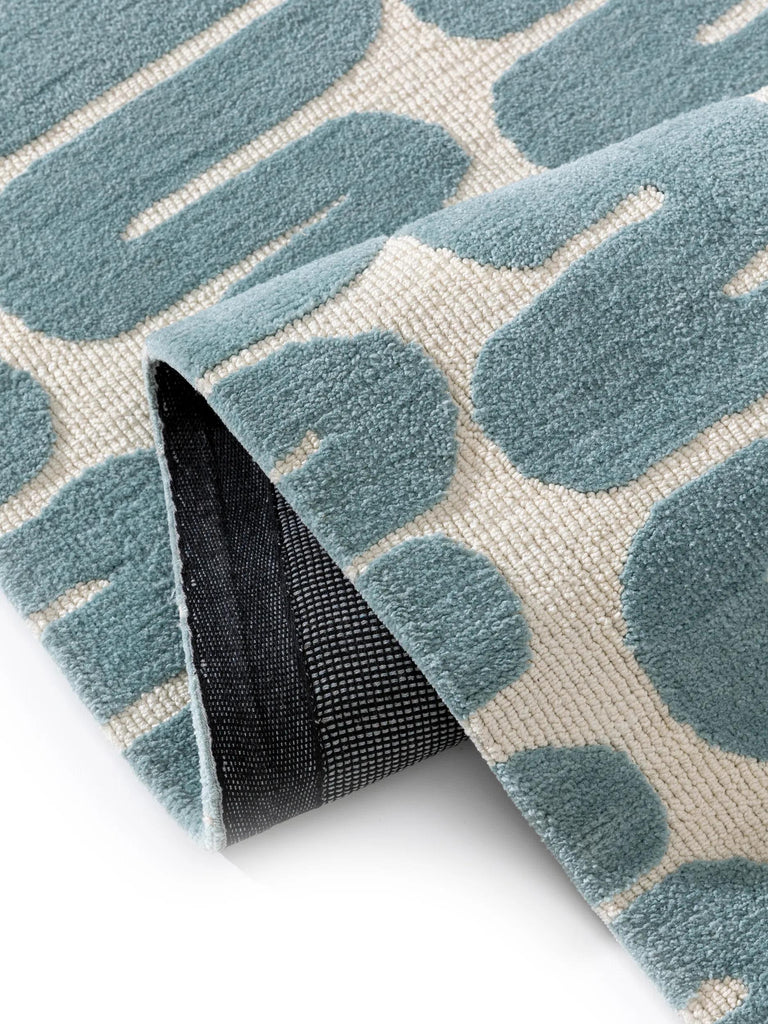 Tapis contemporain design bleu et beige 200x300 cm