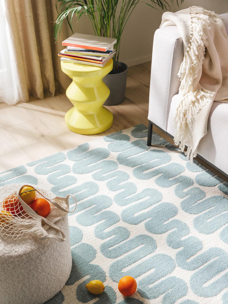 Tapis contemporain design bleu et beige 200x300 cm