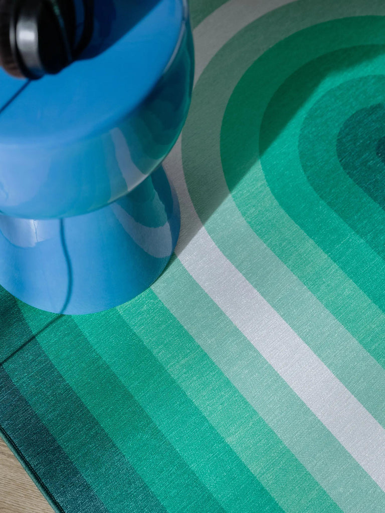 Tapis contemporain dégradé ovale vert 140x200 cm