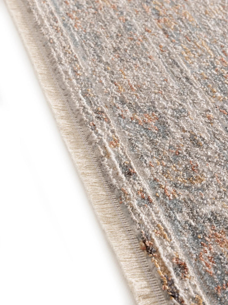 Tapis vintage motif oriental de couloir gris et beige 80x250 cm