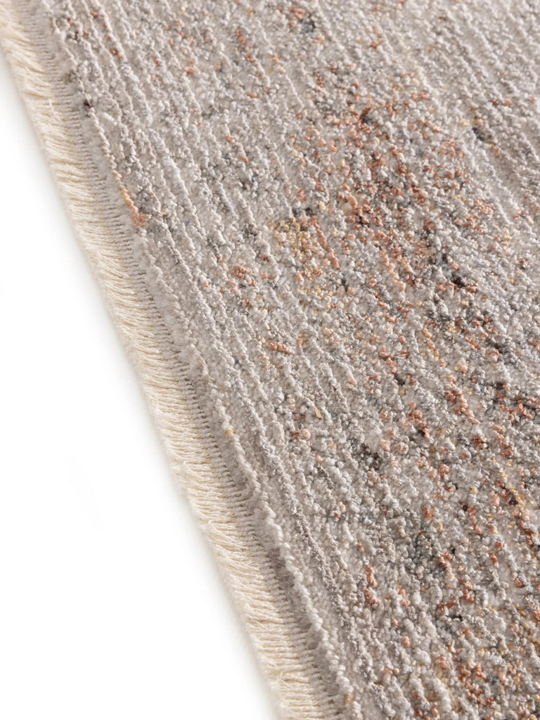 Tapis vintage motif oriental de couloir gris clair et beige 80x250 cm