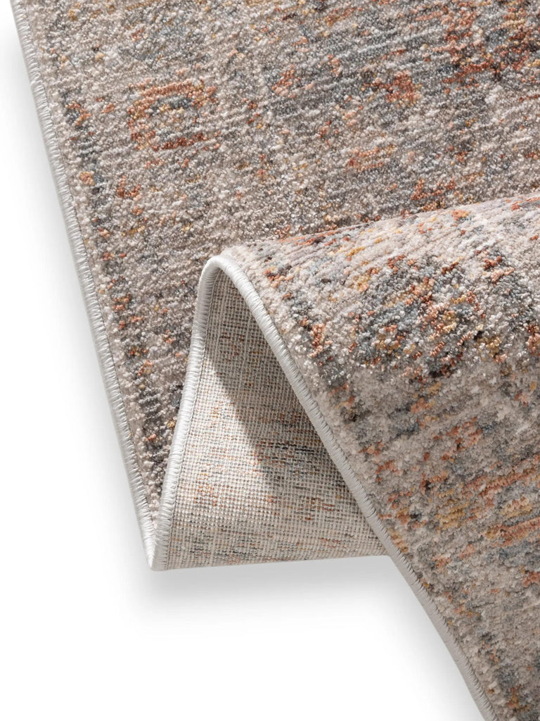 Tapis vintage motif oriental de couloir gris et beige 80x250 cm