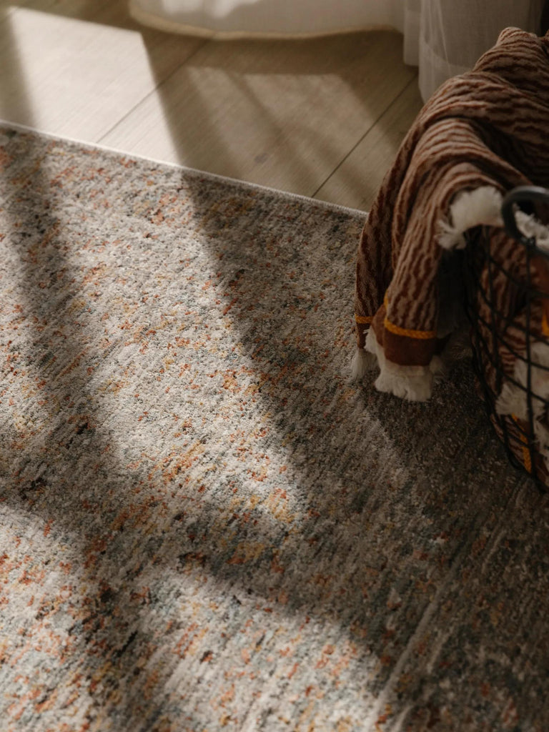 Tapis vintage motif oriental de couloir gris et beige 80x250 cm