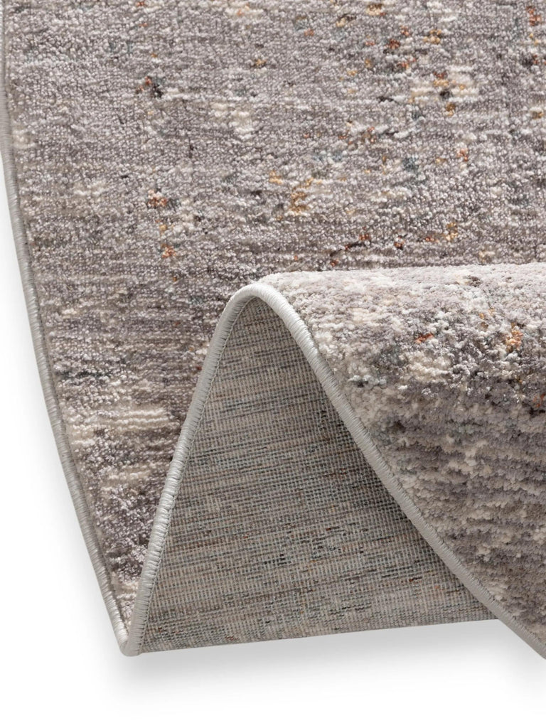 Tapis vintage chiné rond gris et bleu 240 cm de diamètre