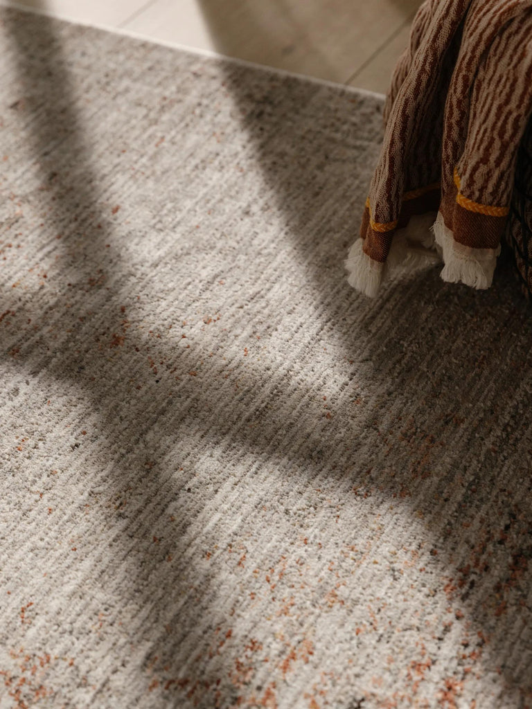 Tapis vintage motif oriental de couloir gris clair et beige 80x250 cm