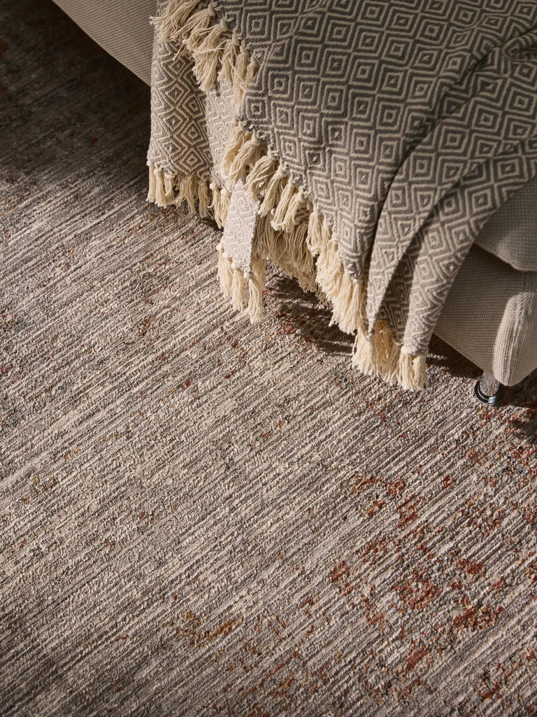 Tapis vintage motif oriental gris clair et beige 160x230 cm