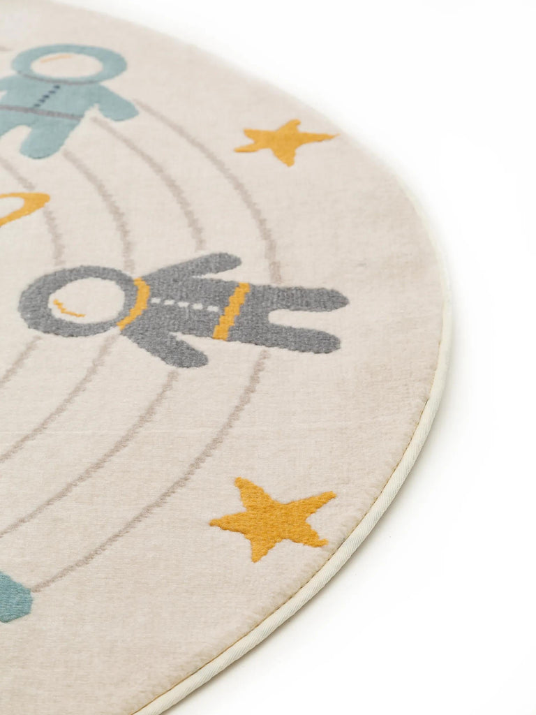 Tapis étoile rond enfant crème 120 cm de diamètre