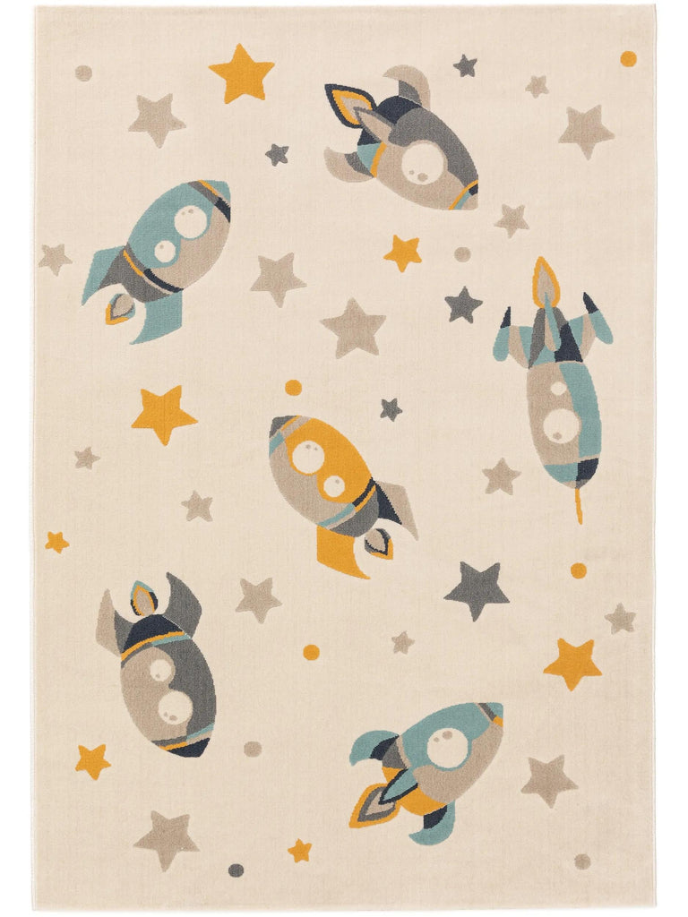 Tapis étoile enfant crème 140x200 cm