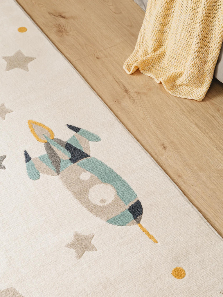 Tapis étoile enfant crème 140x200 cm