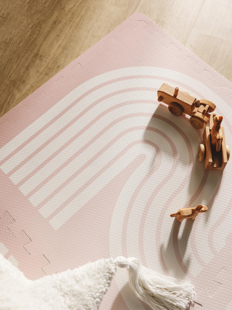 Tapis moderne de jeux puzzle enfant rose 120x180 cm