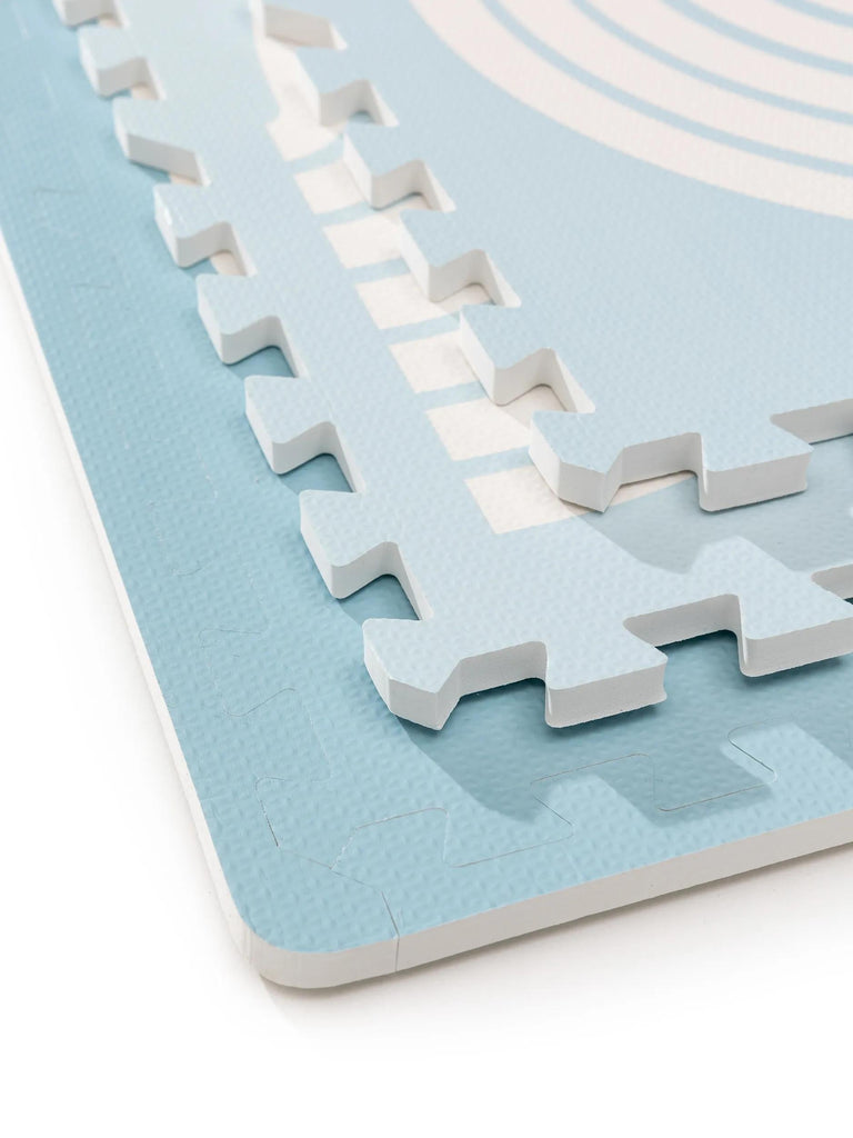 Tapis moderne de jeux puzzle enfant bleu 120x180 cm