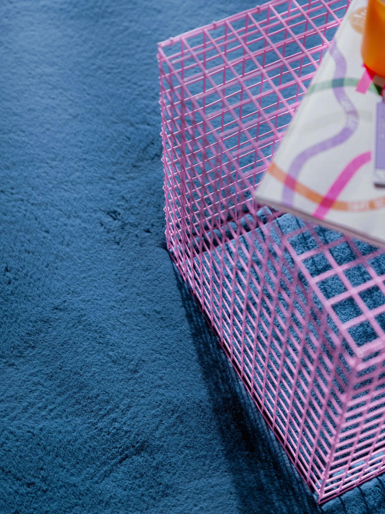 Tapis shaggy vague bleu 200x300 cm