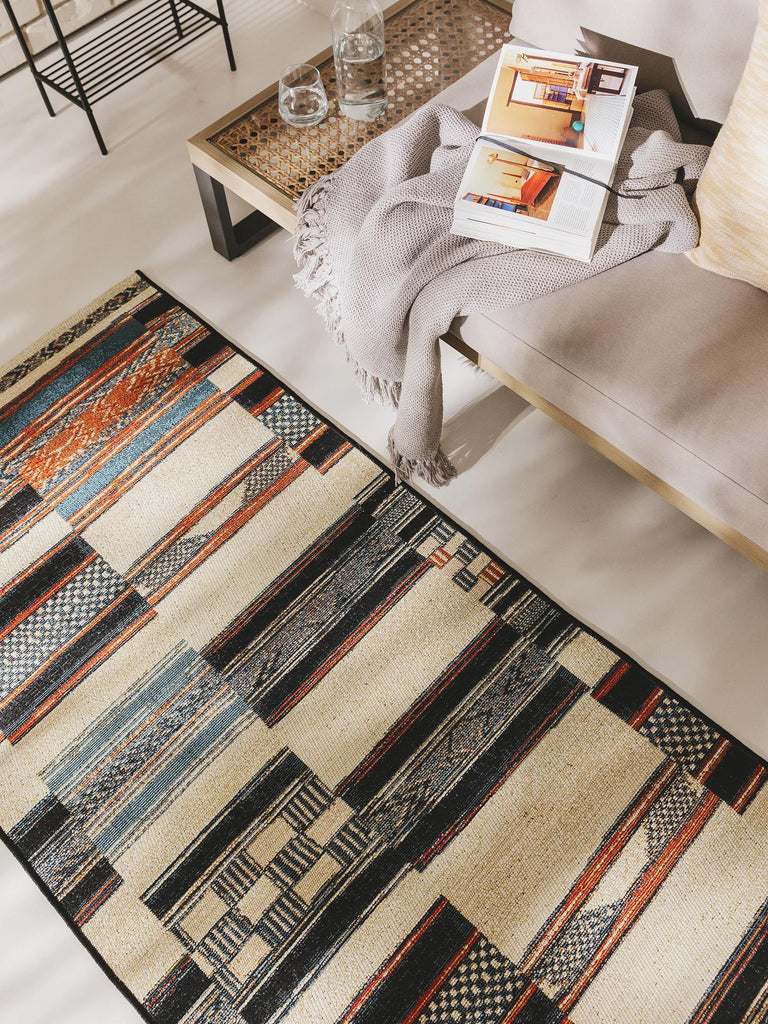 Tapis patchwork motif ethnique de couloir multicolore d'intérieur et d'extérieur 80x250 cm