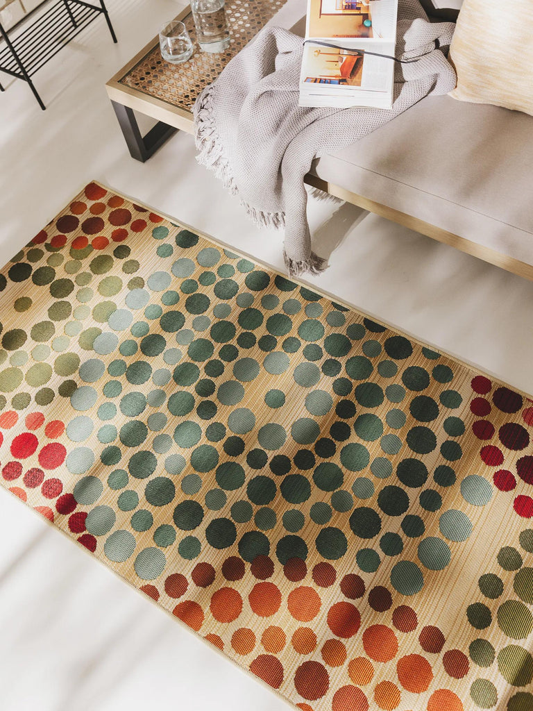 Tapis contemporain motif mosaique de couloir beige et multicolore d'intérieur et d'extérieur 80x250 cm