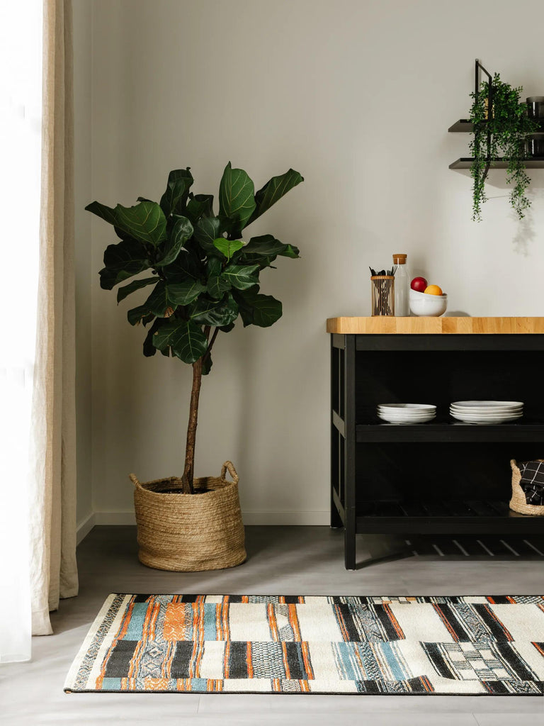 Tapis patchwork motif ethnique de couloir multicolore d'intérieur et d'extérieur 80x250 cm