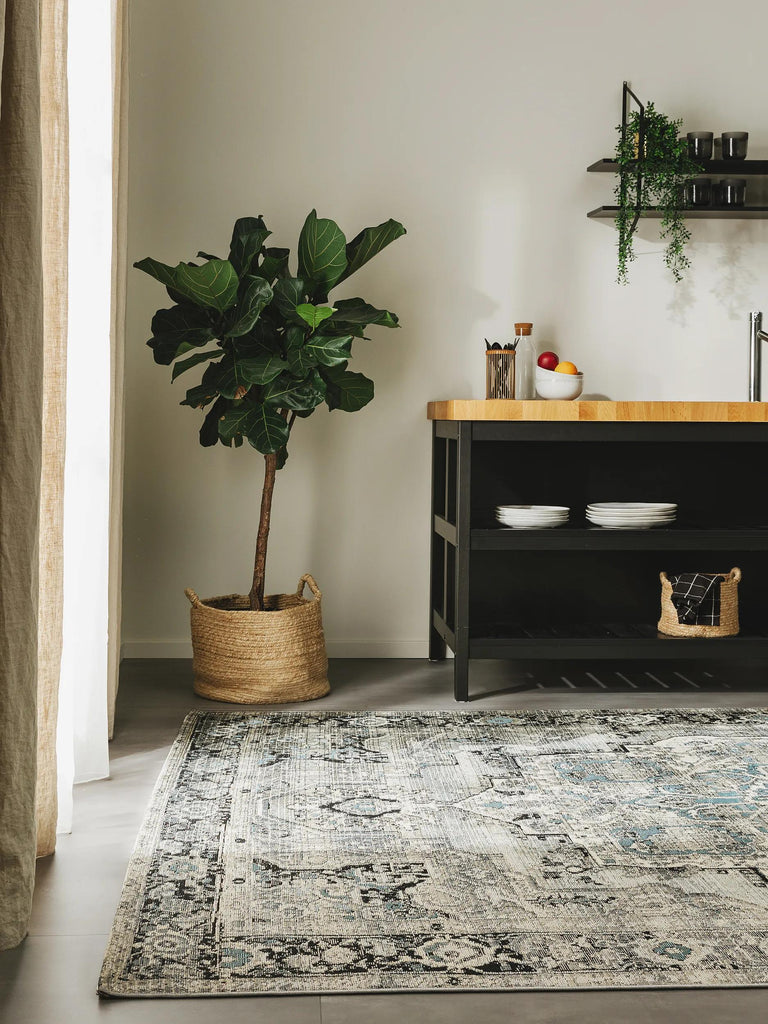 Tapis oriental vintage gris d'intérieur et d'extérieur 240x340 cm