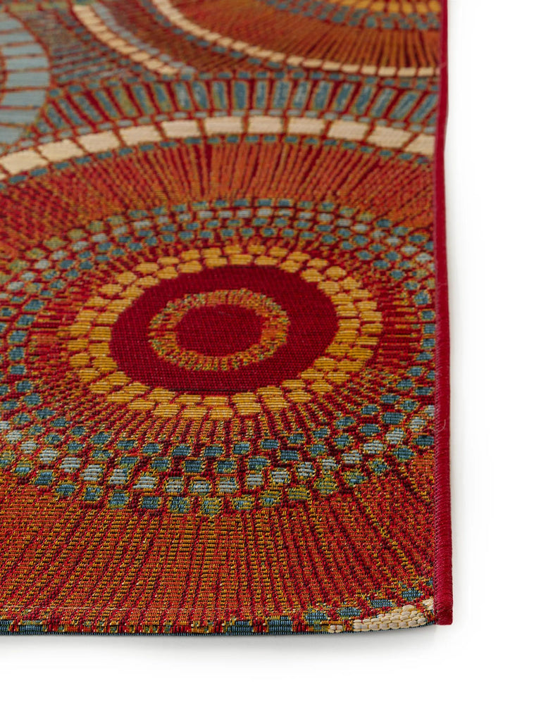 Tapis contemporain motif mosaique de couloir tons rouge et multicolore d'intérieur et d'extérieur 80x250 cm