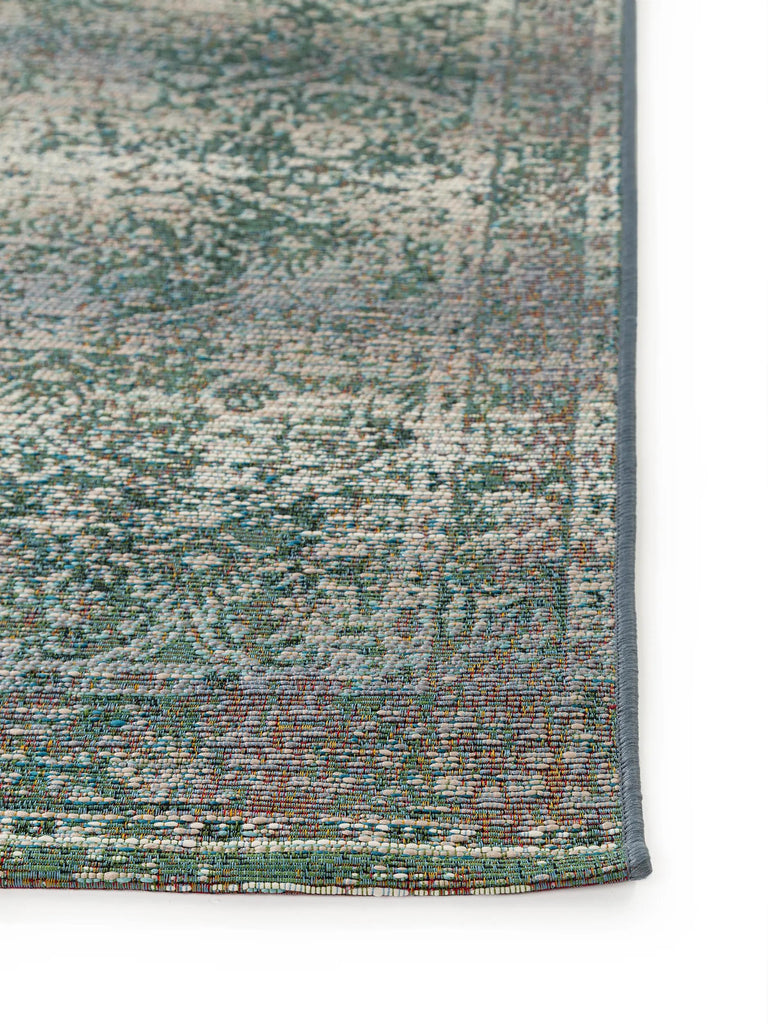 Tapis vintage oriental de couloir vert d'intérieur et d'extérieur 80x250 cm