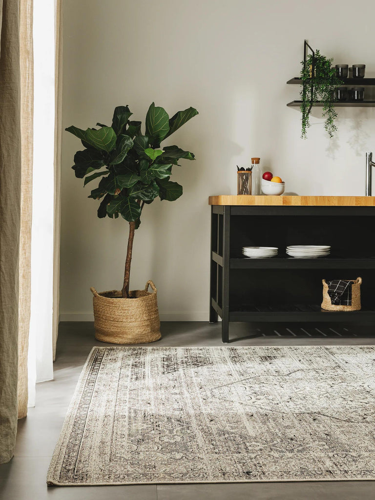 Tapis vintage oriental gris d'intérieur et d'extérieur 160x235 cm