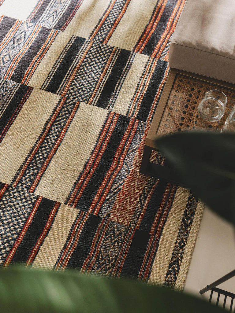 Tapis patchwork motif ethnique multicolore d'intérieur et d'extérieur 120x180 cm