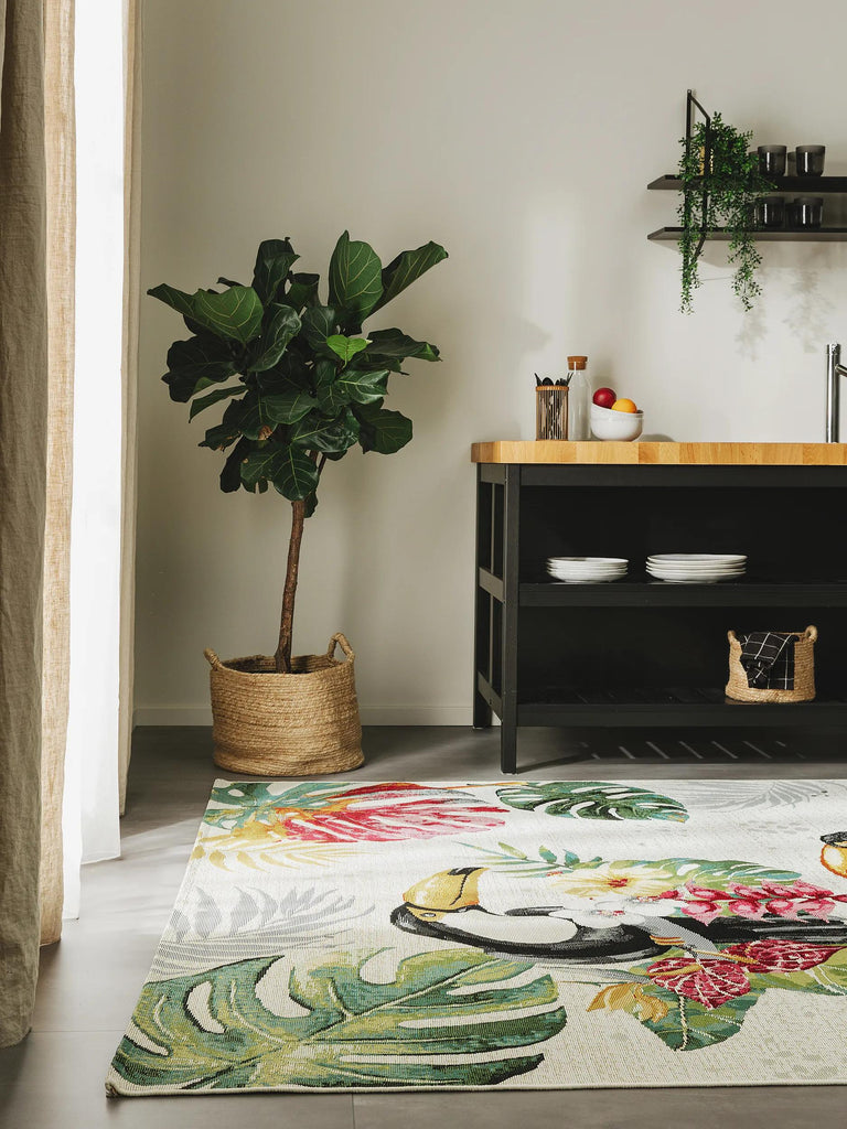 Tapis moderne motif feuille enfant multicolore d'intérieur et d'extérieur 200x285 cm