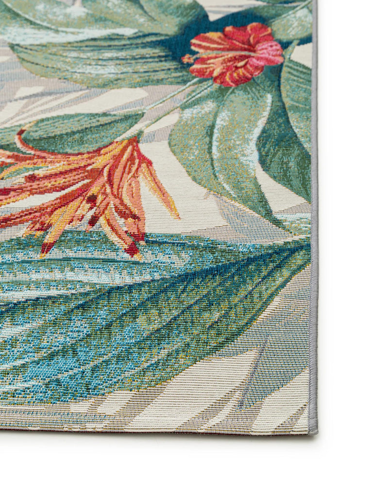 Tapis moderne motif feuille multicolore d'intérieur et d'extérieur 80x165 cm