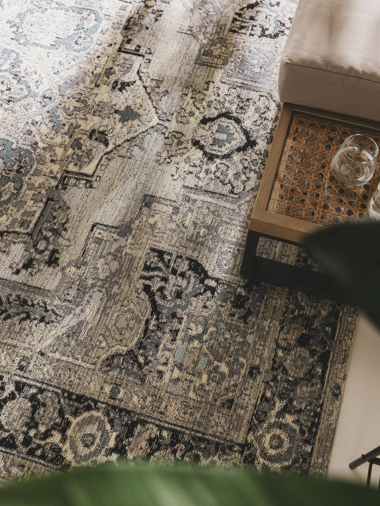 Tapis oriental vintage gris d'intérieur et d'extérieur 80x165 cm