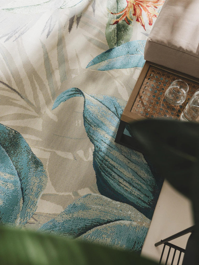 Tapis moderne motif feuille multicolore d'intérieur et d'extérieur 120x180 cm