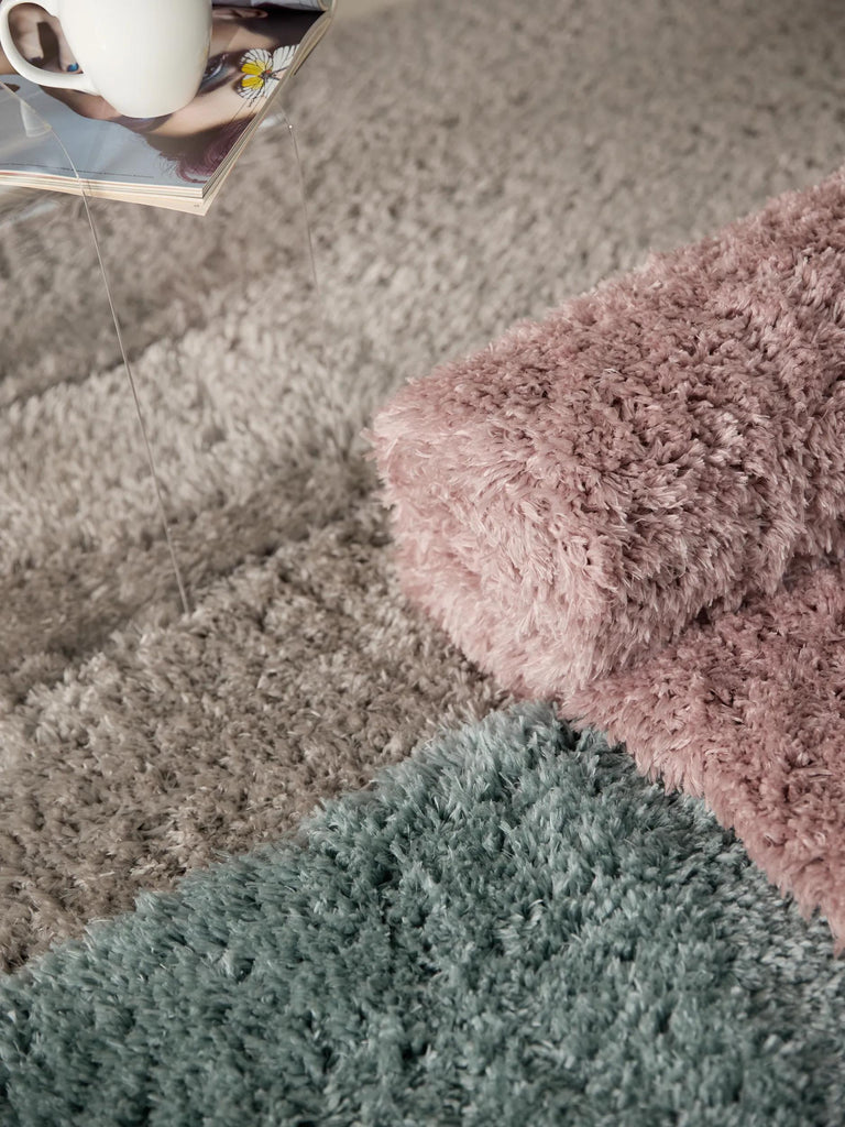 Tapis shaggy uni rond rose 160 cm de diamètre