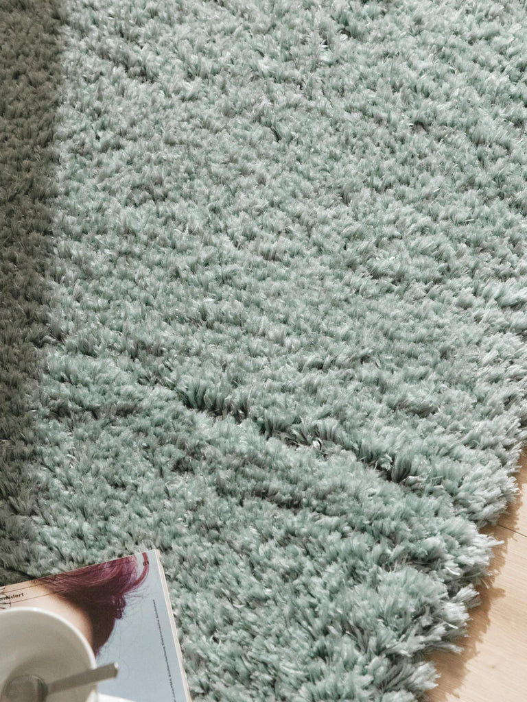 Tapis shaggy uni de couloir turquoise 80x250 cm