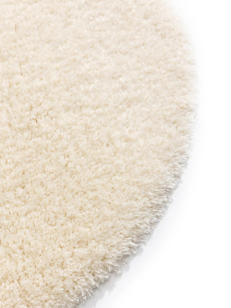 Tapis shaggy uni rond crème 200 cm de diamètre