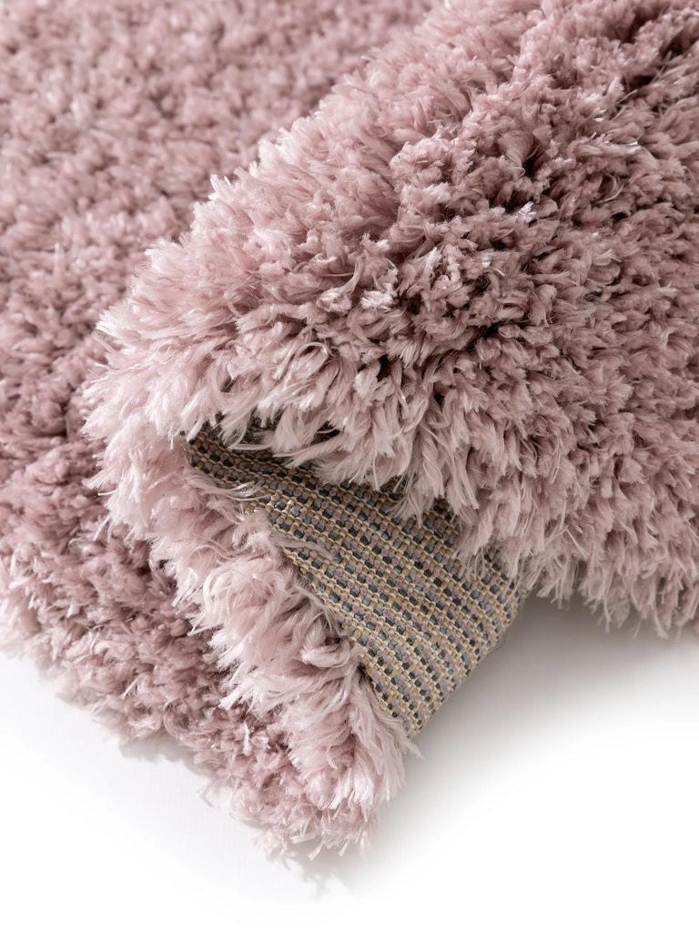 Tapis shaggy uni rond rose 160 cm de diamètre