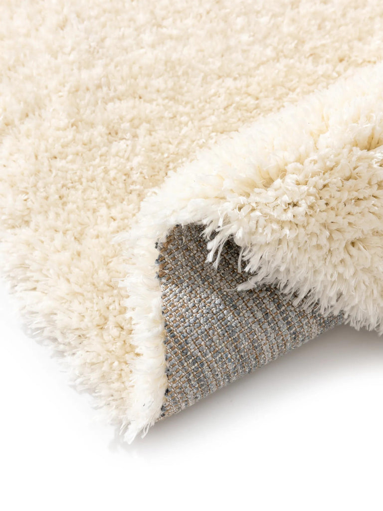 Tapis shaggy uni rond crème 200 cm de diamètre