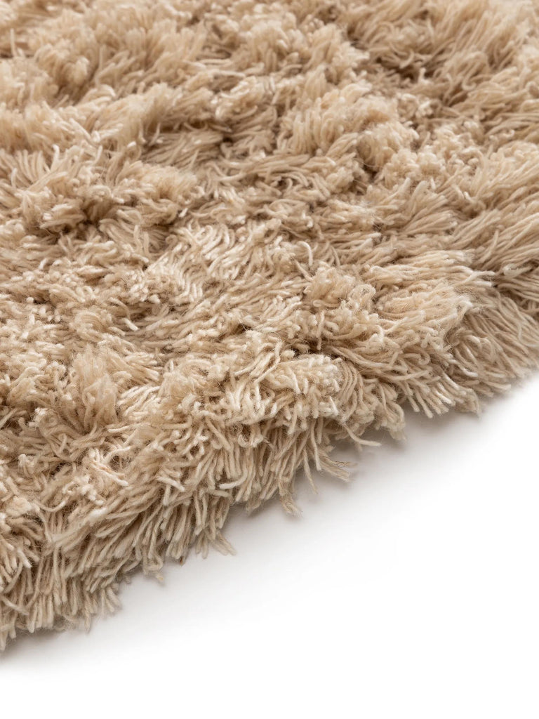 Tapis shaggy poils longs beige en laine 160x230 cm