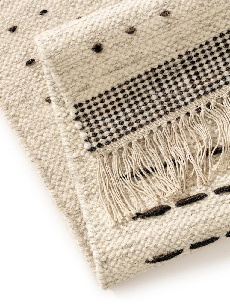 Tapis berbère moderne descente de lit noir et blanc en laine 70x200 cm